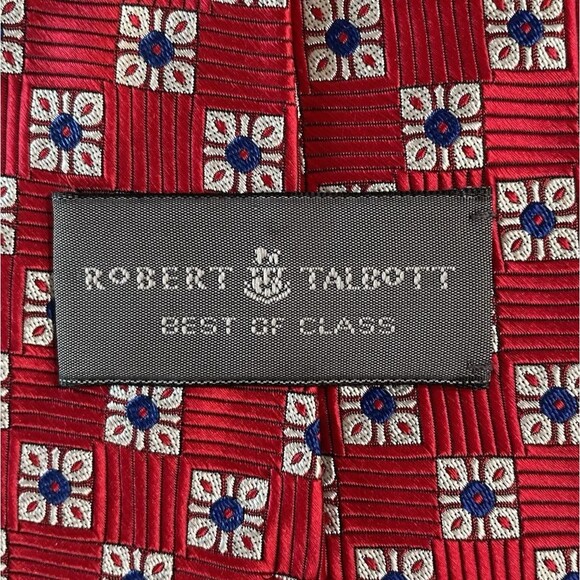 80s Vintage Robert Talbott Best in Class 100% Silk Tie Designer Red Preppy 57.5" - Picture 5 of 8